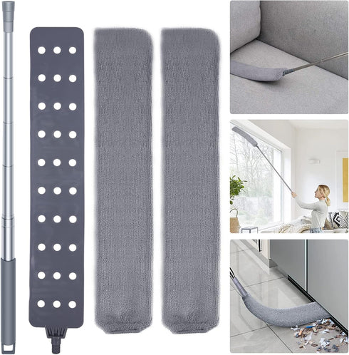 Retractable Gap Dust Cleaner Cleaning Tools with 2 Microfiber Dusting Cloths Long Handle 60inches Washable and Retractable Duster Brush for Cleani...